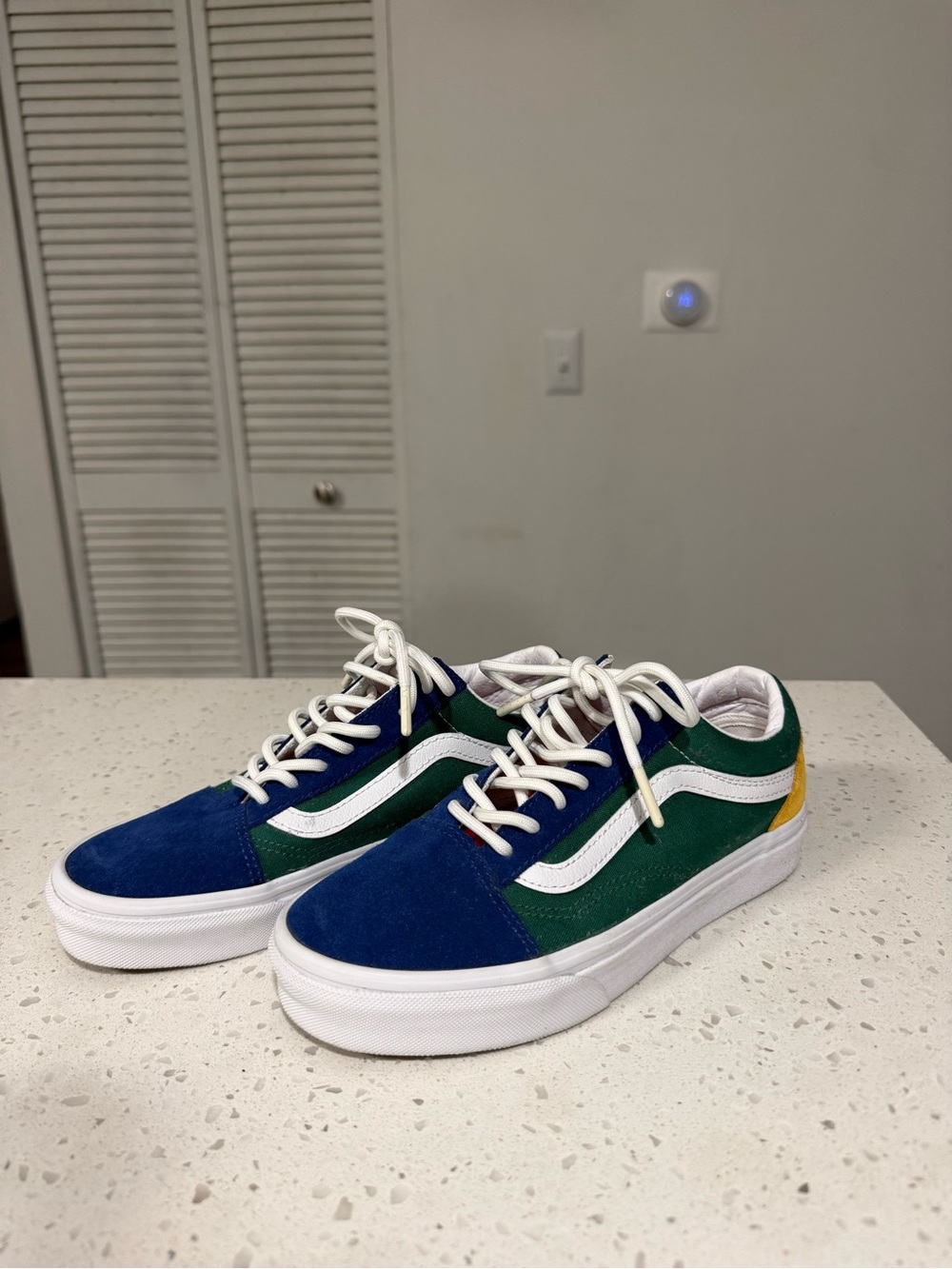 Vans Classic Low-Top Sneakers in Blue, Green & Yellow